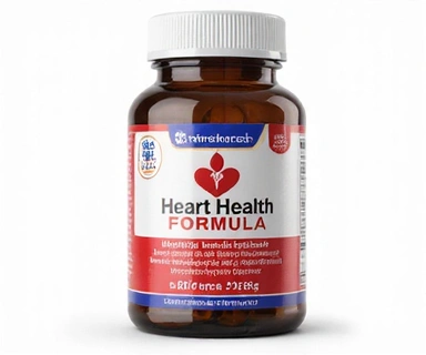 Heart Health Formula supplement with a medical, trustworthy design. No text.